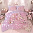 thumbnail image 1 of Feelyou Chic Pink Monogrammed A Full Size Comforter Sets, Glitter Mermaid Scale Bedding Comforter Set, Dreamy Princess Cartoon Reversible Bedding Sets, Breathable Home Decor, 3pcs, 1 of 8