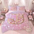 thumbnail image 1 of Feelyou Chic Pink Monogrammed J Bedding Comforter Set, Glitter Mermaid Scale Twin Comforter Sets, Dreamy Princess Cartoon Reversible Bedding Set, Lightweight Room Decor, 2pcs, 1 of 8