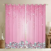 Feelyou Chic Princess Fashion Black Out Curtains, Glitter Sequin Print Curtains Pack of 2 (42x63 Each), Teen Adult Girl Female Bedroom Curtains, Blackout Curtains Home Decor