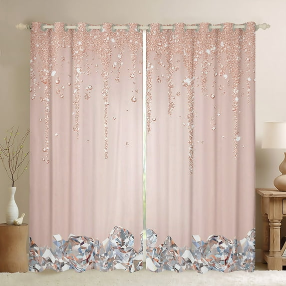 Feelyou Chic Princess Fashion Blackout Curtains Set of 2 (52x84 Each), Glitter Sequin Print Window Curtains, Teen Adult Girl Female Curtains and Drapes, Curtains and Drapes Home Decor