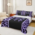 thumbnail image 1 of Feelyou Chic Purple Bow-tie Bed Sheets for Kids, Modern Cheetah Print King Sheets, Fashion Bling Diamond Sheet Set, Lightweight Room Decor, 4pcs, 1 of 7