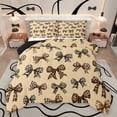 thumbnail image 1 of Feelyou Chic Ribbon Teens Bedding Comforter Set, Fashion Leopard Print Bowknot Twin Comforter Sets, Kawaii Cartoon Bow-tie Reversible Bedding Set, Ultra Soft Bedroom Decor, 2pcs, 1 of 9