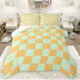 thumbnail image 1 of Feelyou Chic Square Abstract Bedding Comforter Set for Kids, Green Orange Plaid Twin Comforter Sets, Pixelated Blocks Miners Reversible Bedding Set, Luxury Bedroom Decor, 2-Piece, 1 of 8