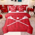 thumbnail image 1 of Feelyou Child American Lacrosse Bedding Comforter Set 7 Pieces, Ball Sports Gaming Full Bedding Set, Red Cartoon Theme Reversible Fitted Sheet Flat Sheet, Microfiber Bedroom Decor, 1 of 8