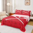 thumbnail image 1 of Feelyou Child American Lacrosse Twin Sheet Sets, Ball Sports Gaming Twin Fitted Sheet, Red Cartoon Theme Flat Sheet, Microfiber Bedroom Decor, 3 Pieces, 1 of 7