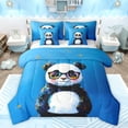 thumbnail image 1 of Feelyou Child Cartoon Panda Bedding Comforter Set 7 Pieces, Artwork Oil Printing Full Bedding Set, Cute Graffiti Animal Reversible Fitted Sheet Flat Sheet, Super Cozy Room Decor, 1 of 7