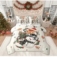 thumbnail image 1 of Feelyou Child Christmas Snowman Bedding Comforter Set 7 Pieces, Kawaii Gingerbread Man Full Bedding Set, Retro Xmas Tree Reversible Fitted Sheet Flat Sheet, Lightweight Room Decor, 1 of 7
