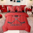 thumbnail image 1 of Feelyou Child Ice Hockey Twin Bedding Sets 7-Piece, Red Cartoon Bedding Comforter Set, 1 of 8