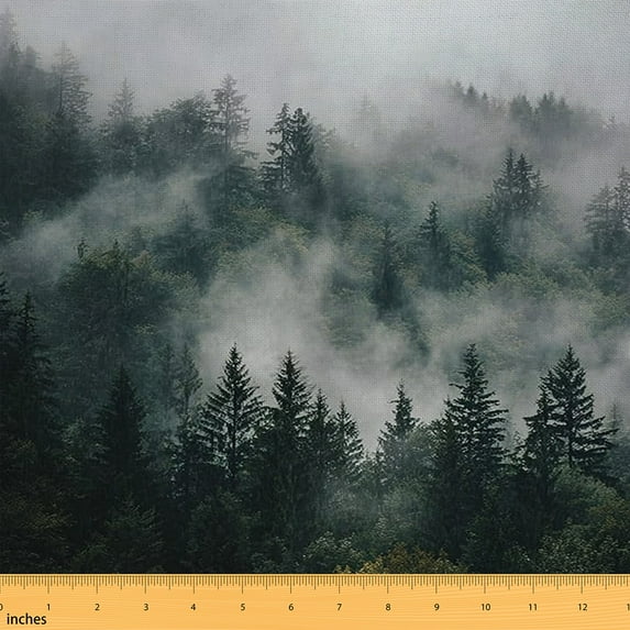 Feelyou Child Jungle Landscaple Fabric by the Yard 3 Yards, Rustic Pine Tree Sewing Fabric, Farmhouse Botanical Home Decor Fabric by the Yard, Super Cozy Room Decor