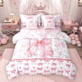 thumbnail image 1 of Feelyou Child Princess Bowknot Twin Bedding Sets 7pcs, Retro Pink Flower Comforter Set, 1 of 8