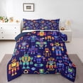 thumbnail image 1 of Feelyou Child Purple Robot Queen Comforter Set, Cartoon Bedding Comforter Set, 3 Pieces, 1 of 8