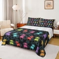 thumbnail image 1 of Feelyou Child Robot Bed Sheets, Black Cartoon Theme King Sheets, 4 Pieces, 1 of 7