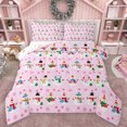 thumbnail image 1 of Feelyou Chistmas Snowman Child Full Size Comforter Sets, Kawaii Snow Snowflake Bedding Comforter Set, Pink Cartoon Theme Reversible Bedding Sets, Lightweight Room Decor, 3 Pieces, 1 of 8