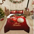 thumbnail image 1 of Feelyou Christmas 01 for Teens, Red White Xmas Ball Twin Comforter Sets, Winter Snowflake Reversible Bedding Set, Microfiber Bedroom Decor, 2pcs, 1 of 8