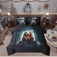 thumbnail image 1 of Feelyou Christmas Bear Child Bedding Comforter Set 7 Pieces, 3D Jungle Animal Full Bedding Set, Glitter Stars Print Reversible Fitted Sheet Flat Sheet, Super Cozy Room Decor, 1 of 7