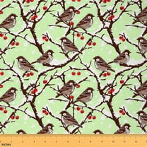 Feelyou Christmas Bird Fabric by the Yard 1 Yard, Winter Snow Tree Sewing Fabric, Kawaii Cartoon Animal Home Decor Fabric by the Yard, Ultra Soft Home Decor