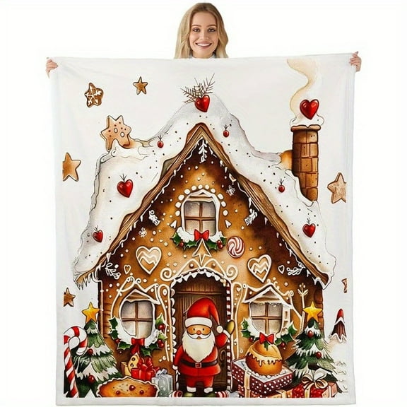 Feelyou Christmas Blanket Queen Santa Claus Throw Blanket for Bed Sofa Couch Merry Christmas Tree and Snowman Blanket Fuzzy Blanket Rustic Brown