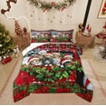 thumbnail image 1 of Feelyou Christmas Cart Kitten Full Size Comforter Sets, Winter Poinsettia Floral Bedding Comforter Set, Kawaii Animal Reversible Bedding Sets, Luxury Bedroom Decor, 3 Pieces, 1 of 8