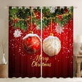 thumbnail image 1 of Feelyou 2pcs Christmas Ball Curtains (42x84), Red White Xmas Snowflake Window Curtains, 1 of 5