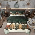 thumbnail image 1 of Feelyou Christmas Eve Bedding Comforter Set 7pcs, Cabin House King Bedding Sets, Winter Snow Snowflake Reversible Bed Sheets, Breathable Home Decor, 1 of 8