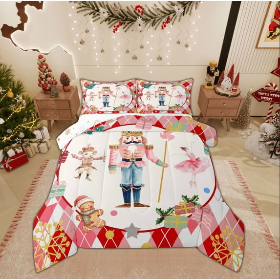 Feelyou Christmas Gift 01, Funny Nutcracker Twin Comforter Sets, Western Festival Reversible Bedding Set, Microfiber Bedroom Decor,2-Piece