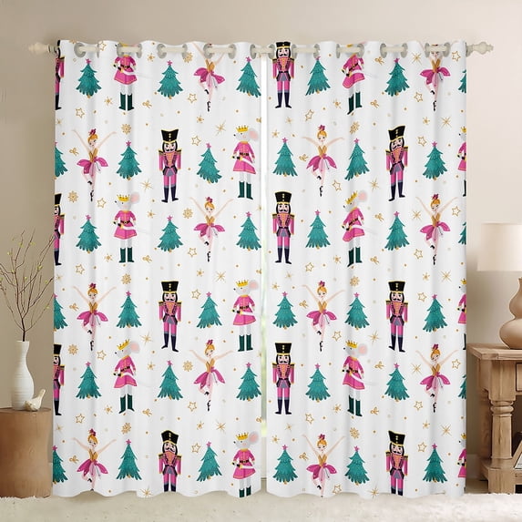 Feelyou Christmas Nutcracker Black Out Curtains for Kid, Dreamy Princess Fairy Curtains Pack of 2 (42x63 Each), Kawaii Rat Guard Bedroom Curtains, Window Curtains Room Decor