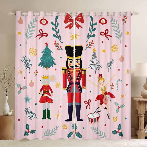 Feelyou Christmas Nutcracker Black Out Curtains for Kid, Dreamy Princess Fairy Curtains Pack of 2 (42x63 Each), Kawaii Rat Guard Bedroom Curtains, Window Curtains Room Decor