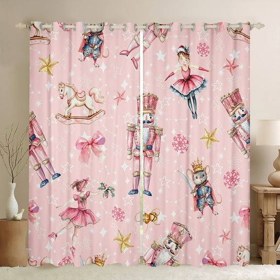 Feelyou Christmas Nutcracker Black Out Curtains for Kid, Princess Fairy Tale Curtains Pack of 2 (42x63 Each), Winter Festival Bedroom Curtains, Window Curtains Home Decor