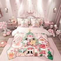 Feelyou Christmas Nutcracker Twin Bedding Sets 7-Piece for Kid, Dreamy Princess Fairy Bedding Comforter Set, Kawaii Rat Guard Reversible Sheet Sets, Microfiber Bedroom Decor