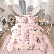 Feelyou Christmas Nutcracker Twin Bedding Sets 7-Piece for Kid, Princess Fairy Tale Bedding Comforter Set, Winter Festival Reversible Sheet Sets, Breathable Home Decor