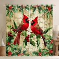 thumbnail image 1 of Feelyou Christmas Red Robin Blackout Curtains Set of 2 (52x84 Each), Poinsettia Leaf Plant Window Curtains, Vintage Western Fashion Curtains and Drapes, Living Room Curtains Decor, 1 of 6