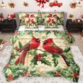 thumbnail image 1 of Feelyou Christmas Red Robin Twin Bedding Sets 7-Piece, Poinsettia Leaf Plant Bedding Comforter Set, Vintage Western Fashion Reversible Sheet Sets, Breathable Home Decor, 1 of 7