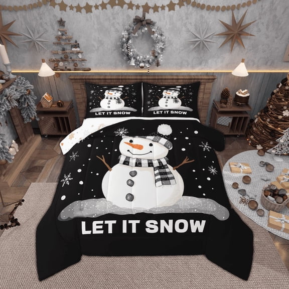 Feelyou Christmas Snowman 01, Winter Wonderland Landscape Twin Comforter Sets, Let It Snow Reversible Bedding Set, Ultra Soft Home Decor,2 Pieces