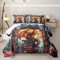 thumbnail image 1 of Feelyou Church Dragon Twin Quilt Set for Men Boys, Magical Floral Animal Twin Coverlet Set, Orange Gold, 2-Piece, 1 of 7