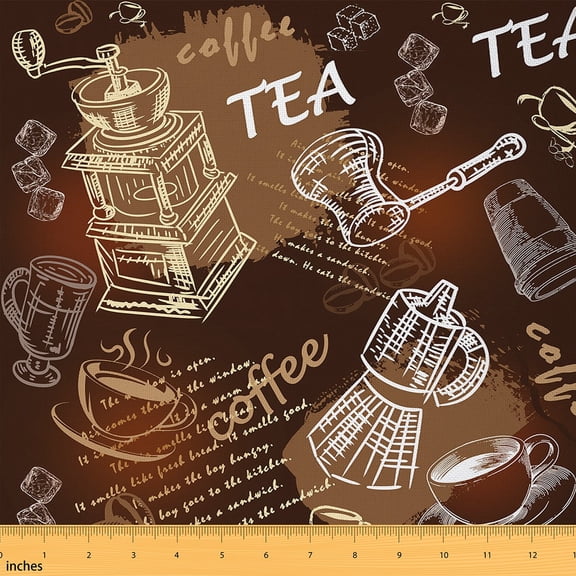 Feelyou Coffee Tea Fabric by the Yard 2 Yards for Teens, Brown Simple Printing Room Decor Fabric by the Yard, Teens Adult Fabric for Sewing, Breathable Home Decor