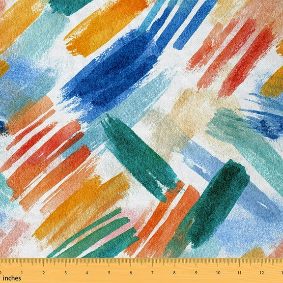 Feelyou Colorful Geometric Fabric by the Yard 1 Yard, Watercolor Brush Stroke Sewing Fabric, Teens Adult Home Decor Fabric by the Yard, Breathable Home Decor