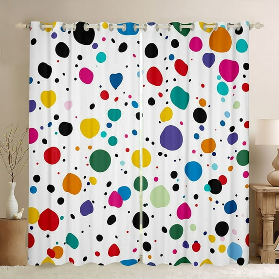 Feelyou Colorful Polkadots Blackout Curtains Set of 2 (52x84 Each), Modern Window Curtains