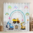 thumbnail image 1 of Feelyou Construction Truck Kids Black Out Curtains, Cute Rainbow Curtains Pack of 2 (42x63 Each), Cartoon Vehicle Theme Bedroom Curtains, Blackout Curtains Home Decor, 1 of 6