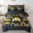 thumbnail image 1 of Feelyou Construction Truck Teen Bedding Comforter Set 7 Pieces, Cartoon Yellow Car Full Bedding Set, Vehicle Theme Reversible Fitted Sheet Flat Sheet, Lightweight Room Decor, 1 of 7