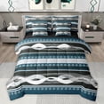 thumbnail image 1 of Feelyou Contemporary Art Lines Bedding Comforter Set 7pcs, Green Stripes Abstract King Bedding Sets, Teens Adult Men Women Reversible Bed Sheets, Super Cozy Room Decor, 1 of 8
