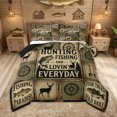 thumbnail image 1 of Feelyou Country Hunting Fishing Sign Full Size Comforter Sets for Men Boys, Rustic Wooden Cabin Animal Bedding Sets, Olive Drab, Black Reversible, 3 Pieces, 1 of 6