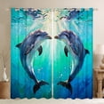 thumbnail image 1 of Feelyou Couple Dolphin Curtains Pack of 2 (42x84 Each), Romantic Sealife Curtains Blackout, 1 of 6