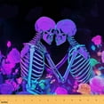 thumbnail image 1 of Feelyou Couple Skeleton Skull Fabric by the Yard 5 Yards for Lover, Romantic Gothic Room Decor Fabric by the Yard, Neon Purple Rose Fabric for Sewing, Luxury Bedroom Decor, 1 of 6