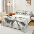thumbnail image 1 of Feelyou Couple White Swan Twin Sheet Sets, Valentines Day Animal Twin Fitted Sheet, Oil Printing Art Flat Sheet, Lightweight Room Decor, 3pcs, 1 of 8