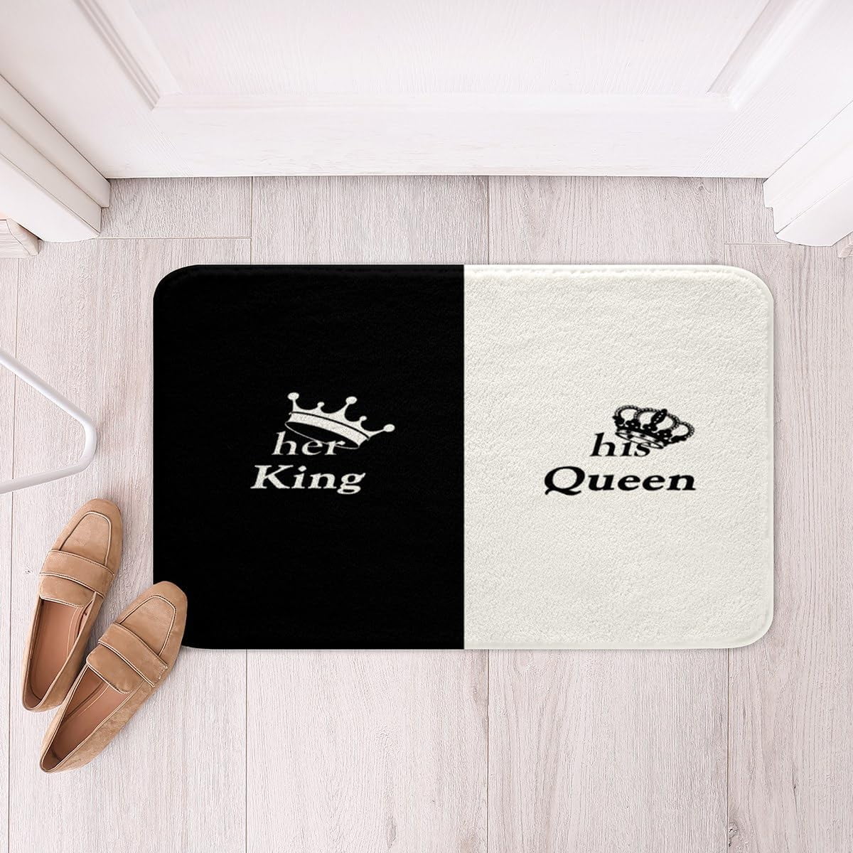Feelyou Crown Queen and King Bathroom Rugs Black and White Mr Mrs Bath