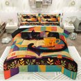 thumbnail image 1 of Feelyou Cute Anime Cat Bedding Comforter Set for Kids, Hippie Kitten Animal Twin Comforter Sets, Retro Leaf Botanical Reversible Bedding Set, Microfiber Bedroom Decor, 2-Piece, 1 of 8