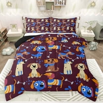 Feelyou Cute Anime Dog Bedding Comforter Set, Funny Pug Dalmatian Twin Comforter Sets, Teens Kids Boys Girls Reversible Bedding Set, Ultra Soft Bedroom Decor, 2 Pieces