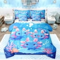 thumbnail image 1 of Feelyou Cute Blue Axolotl Bedding Comforter Set 7pcs, Underwater World King Bedding Sets, 1 of 8