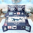 thumbnail image 1 of Feelyou Cute Blue Whale Bedding Comforter Set 7pcs for Kids, Kawaii Ocean Wildlife Queen Bedding Sets, Nautical Rudder Reversible Queen Sheet Sets, Lightweight Room Decor, 1 of 8