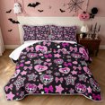 thumbnail image 1 of Feelyou Cute Bow Skull Twin Quilt Set, Sugar Gothic Halloween Twin Coverlet Set, Black Pink, 2 Pieces, 1 Comforter and 1 Pillowcase, 1 of 7